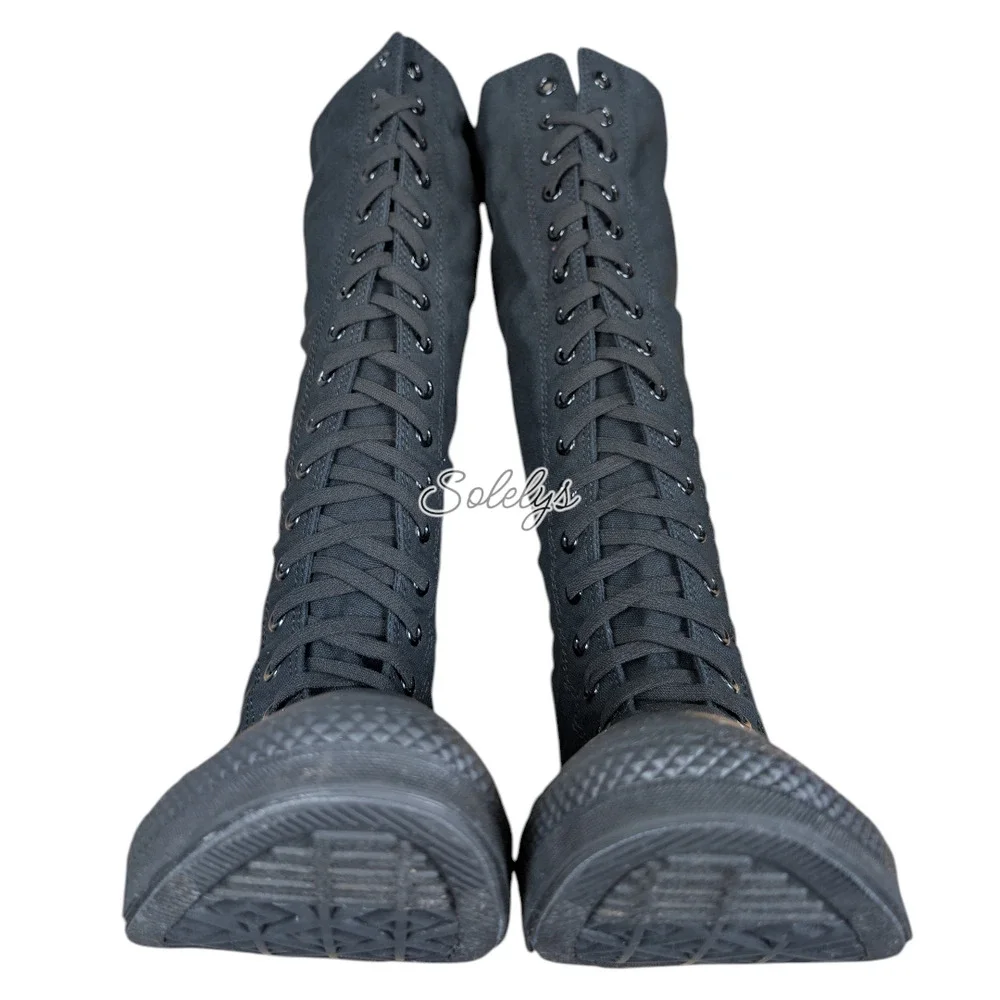 Converse 2009 XXHI Black Monochrome Custom Elastic Lace Knee High Sneaker M9 W11